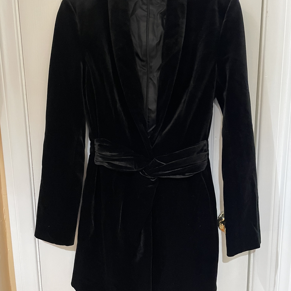 Zara Black Velvet Long Sleeve Dress